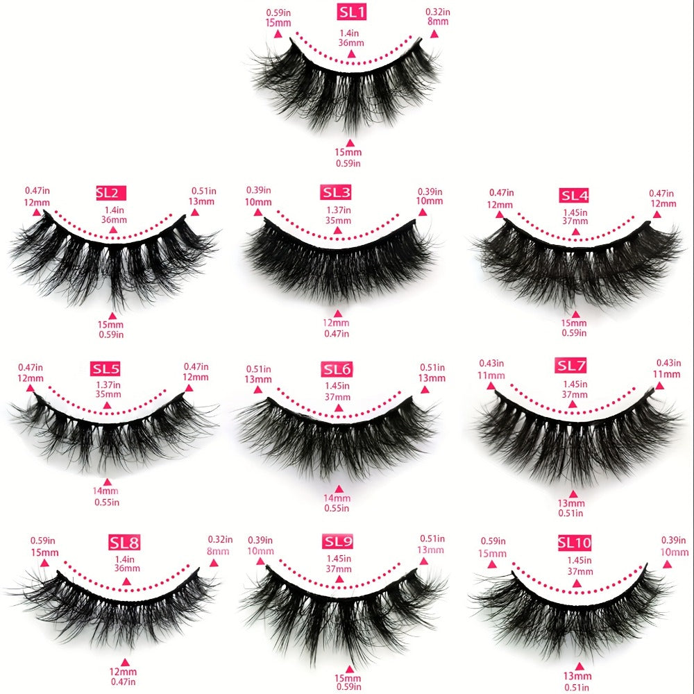 DD Curl False Eyelashes Multipack with 20 Pairs across Five Mixed Styles in Glitter-Top Round Cases