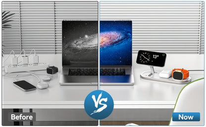 Samsung & iPhone 3-in-1 Wireless Charging Station Foldable 15W Fast Charger for iPhone 17/16/15/14/13/12, Apple Watch Ultra 2/Series 10/9/SE, AirPods Pro 4/3/2 & Samsung Galaxy S25/S24/S23 – 4 Colors Black Gold Silver Blue