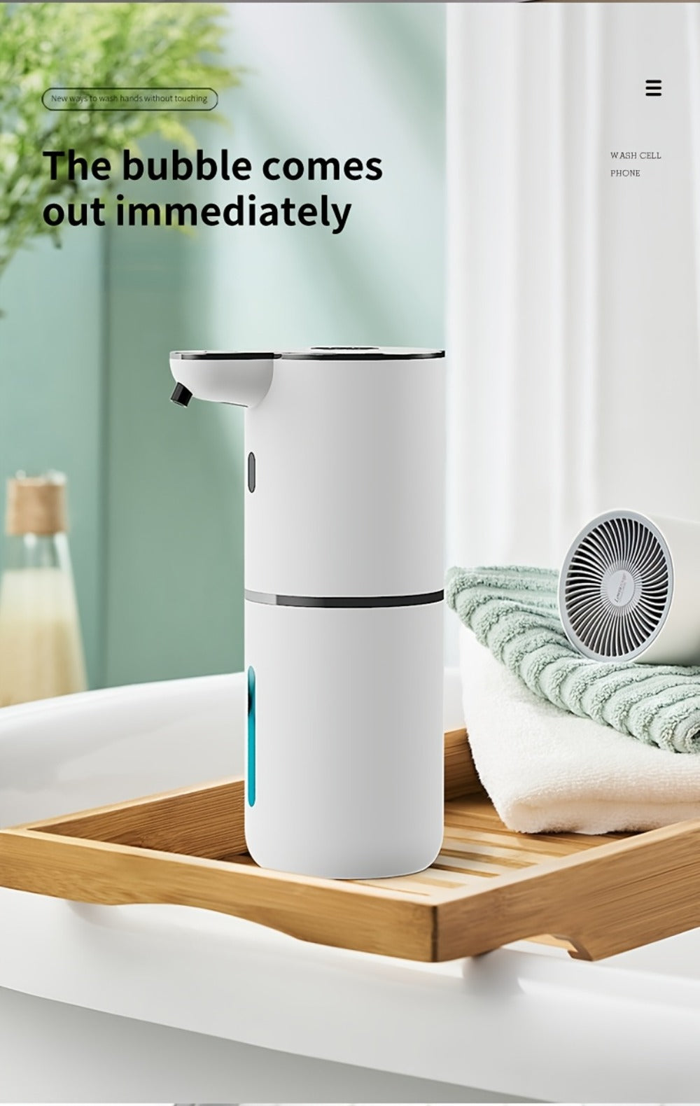 Rechargeable Touchless Foam Soap Dispenser with Six-Level Display, Countertop or Wall Mount in Black or White
