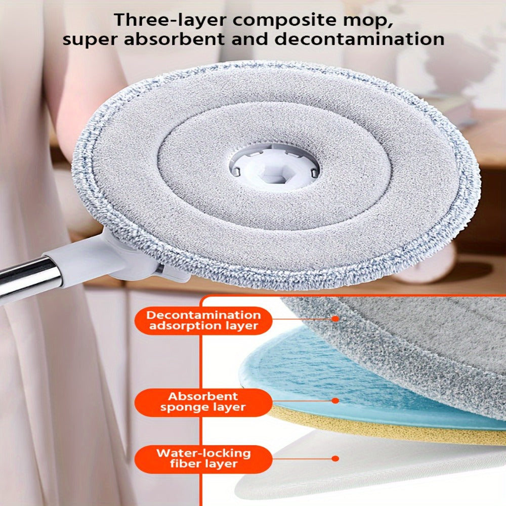Spin Mop and Bucket Set with Separate Water Chambers, Telescoping Handle and Two Exact Mop Head Configurations