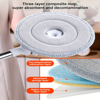 Spin Mop and Bucket Set with Separate Water Chambers, Telescoping Handle and Two Exact Mop Head Configurations