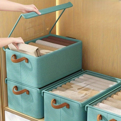 Foldable Fabric Storage Bins with Clear Top Lids and Handles in Four- or Six-Piece Color Sets
