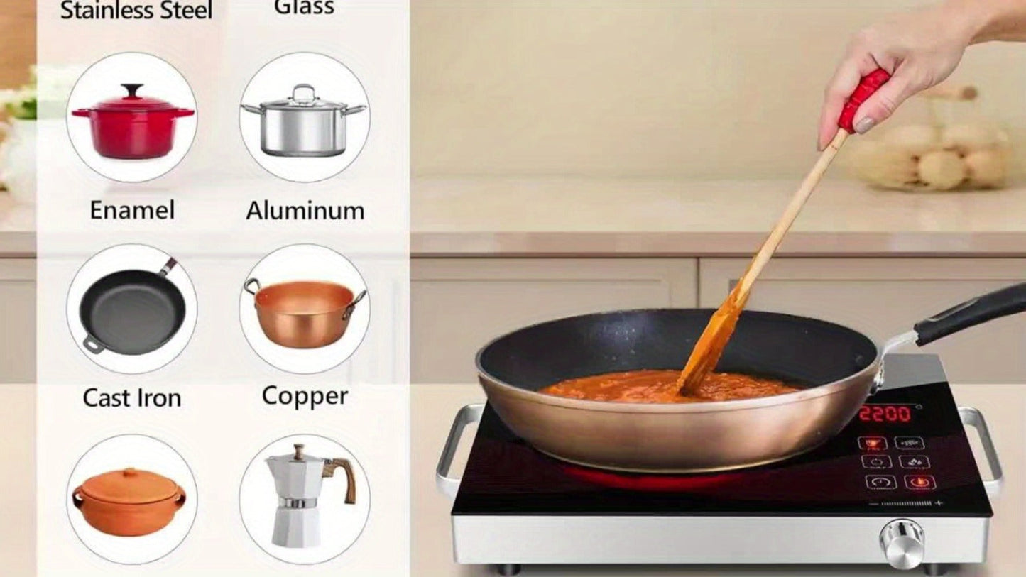Portable Electric Induction Cooktop 2200W Ceramic Infrared Hot Plate with Adjustable Temperature & Dual Touch Rotation Control – Single Burner Electric Stove for Home Dorm Cooking