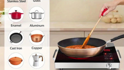 Portable Electric Induction Cooktop 2200W Ceramic Infrared Hot Plate with Adjustable Temperature & Dual Touch Rotation Control – Single Burner Electric Stove for Home Dorm Cooking