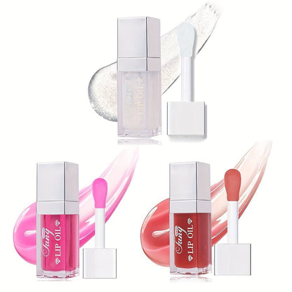 Plumping Lip Gloss Oil Set 3pcs 6pcs Hydrating Transparent Glow Lip Plumper - Long-Lasting High-Shine Glossy Finish in Berry Coral Pink Red, Nourishing Lip Care Gift for Women & Girls