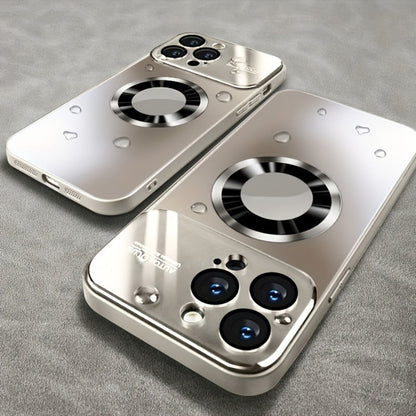 Phone Case Matte Titanium-Finish Magnetic Cover with Built-In Glass Lens Protector for Select iPhone Models