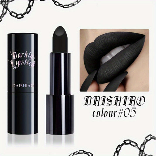 Black Matte Lipstick Set 3 Pack — Waterproof Long-Lasting Gothic Lip Color, Full Coverage Smudge-Proof Dark Lip Makeup for Halloween Costume Valentine's Day Gift for Women