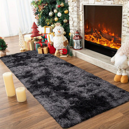 Area Rug Tie-Dye Shaggy Plush Design with Six Colors and Four Washable Sizes for Bedroom or Dorm
