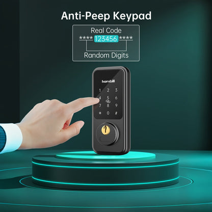 Hornbill Smart Door Lock Set with Handle - Alexa Compatible Keypad Deadbolt, Bluetooth App, Keyfob & Auto-Lock, Complete Keyless Entry Front Door Upgrade, Matte Black & Silver