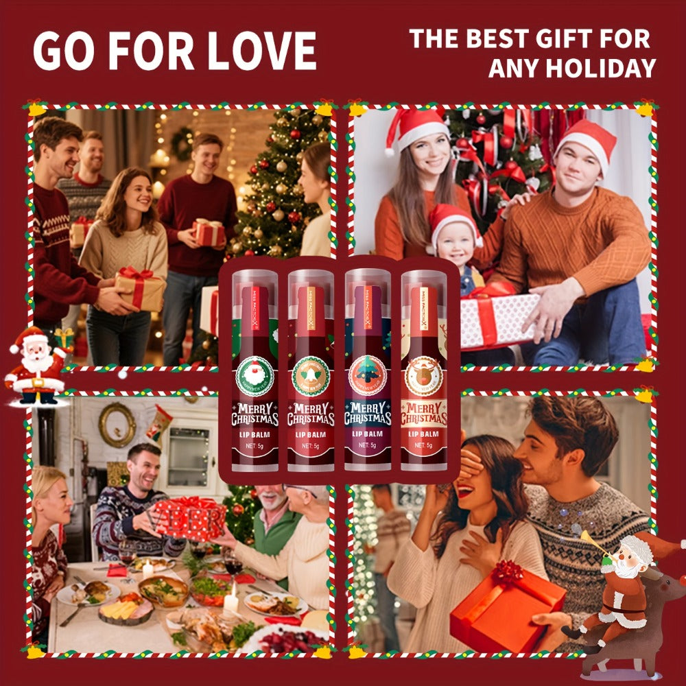 MISS FACTOR 32-Piece Lip Balm Set with Individually Capped Tubes in Red Christmas Gift Box