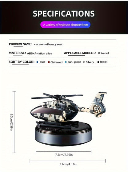 Car Air Freshener Solar Helicopter Dashboard Diffuser with Refillable Chamber and Three Color Options