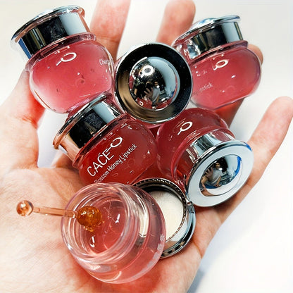 Lip Balm CACE 6-Piece Cherry Jar Set with Glossy Texture, Mini Applicator Spoons and Silver Lids