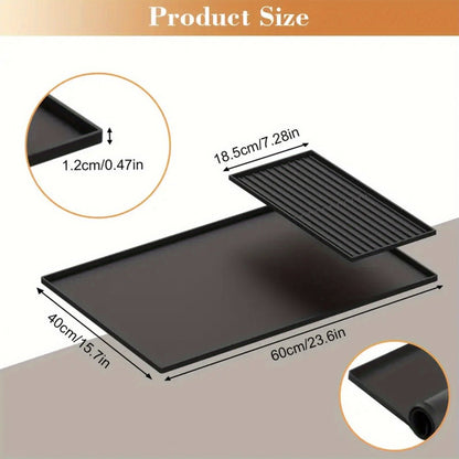 Kitchen Mat, 23.6x15.7-Inch Silicone Coffee Machine Mat with Detachable Side Pad and Three Styles
