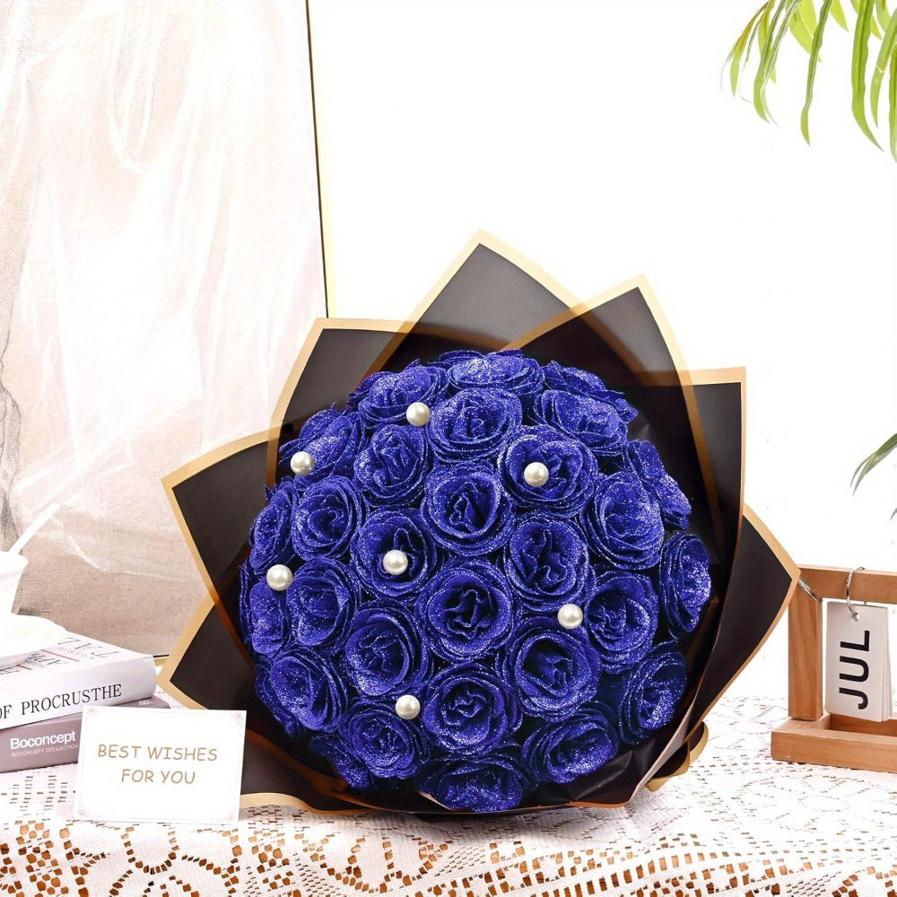 Artificial Flash Rose Bouquet 24/36 Pcs – Simulation Shiny Fake Roses for Wedding, Engagement, Anniversary & Holiday Decorations, Multiple Colors
