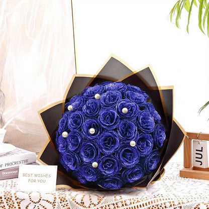 Artificial Flash Rose Bouquet 24/36 Pcs – Simulation Shiny Fake Roses for Wedding, Engagement, Anniversary & Holiday Decorations, Multiple Colors