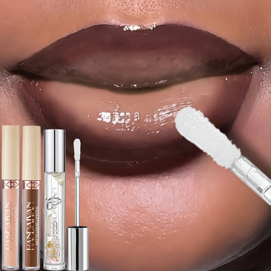 Lip Gloss Set 3 Piece Kit with Matte Lip Gloss, Nourishing Lip Oil & Defining Lip Liner - Waterproof Long-Lasting Non-Sticky Velvet Finish, Mixed Shades for Party Festival Holiday Daily Makeup Women