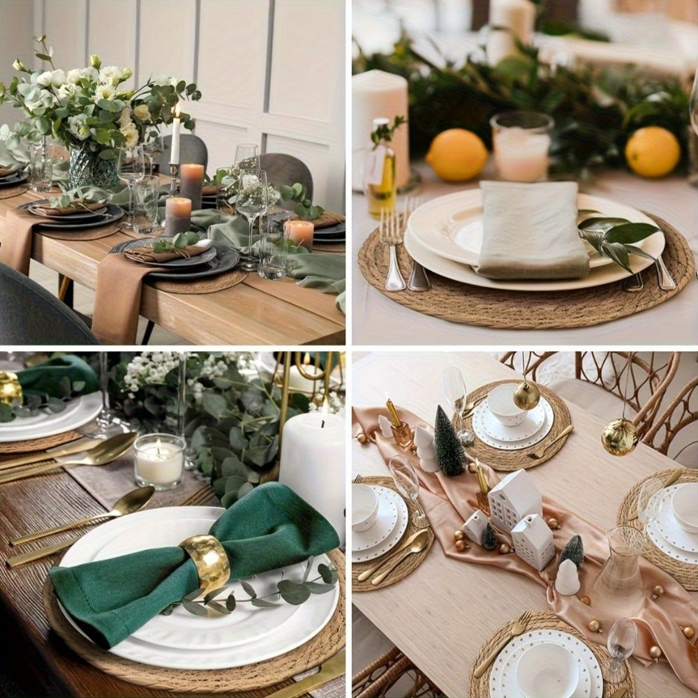 Round Braided Table Placemats in 6-, 10-, 20-, 30- or 50-Piece Options with 12-Inch Diameter