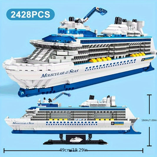 Cruise Ship Building Blocks Model 2428 Pcs – Technic Mini Brick Advanced Construction Set Home Decor Display for Adults Teens Ship Enthusiasts Christmas Birthday Gift