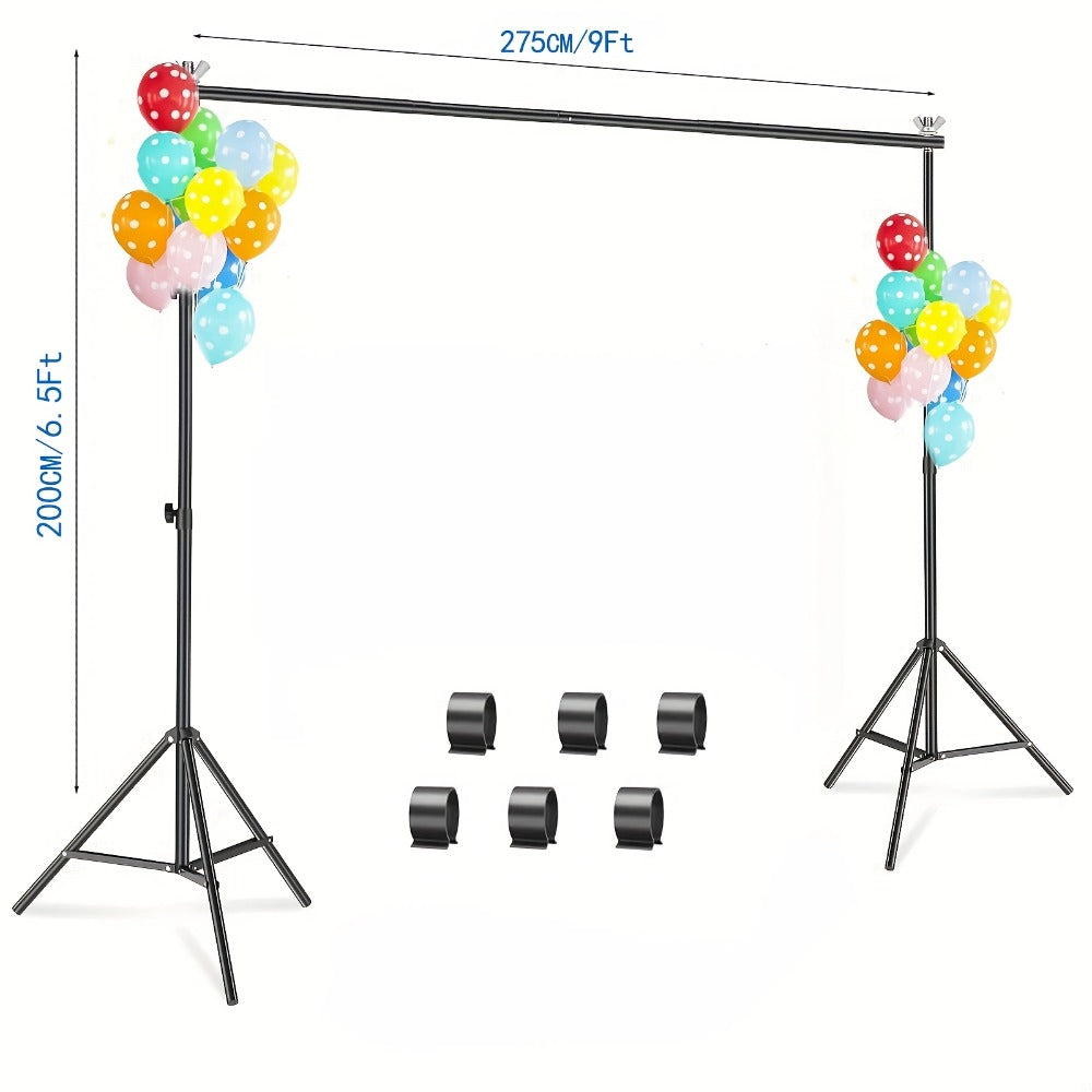 Backdrop Stand 9 x 6.5-Foot Adjustable Tripod Frame with Interlocking Crossbars and Backdrop Clips