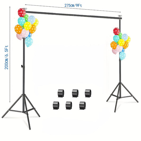 Backdrop Stand 9x6.5ft Adjustable Photography Banner Support Stand for Party Wedding Baby Shower Graduation Photoshoot Projector Screen Movie Night Balloon Arch Event Decoration