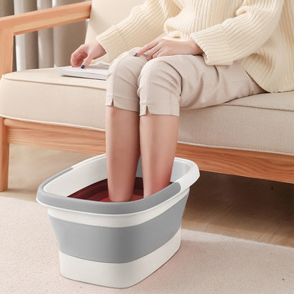 Large Collapsible Foot Bath Basin with Carry Handle, Raised Footbed Texture and Pictured Green Finish
