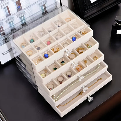 5-Tier Jewelry Box Organizer with Drawer Luxury Glam Storage