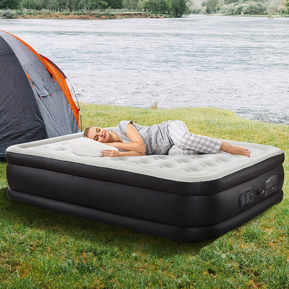 Air Mattress with Double-Height Profile and Side Inflation Panel in 75 × 39 or 80 × 60-Inch Options