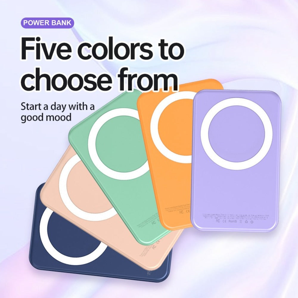Magnetic Power Bank 5000mAh Mini Wireless Charging PD & QC 3.0 Fast Charge Colorful Portable Charger for iPhone 17 16 15 14 13 MagSafe Compatible