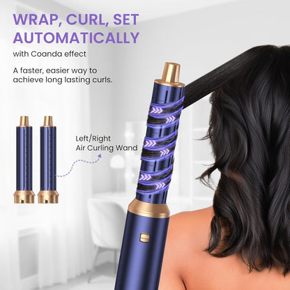 5-in-1 Hot Air Brush Hair Styling Tool with Three Temperature Settings and Five Attachments
