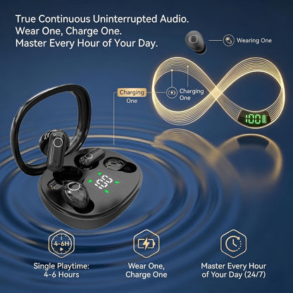 Four-Earbud Wireless Set with Two In-Ear Styles, Digital Charging Case and Three Color Options