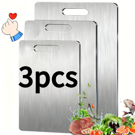 Stainless Steel Cutting Board Set of 3 – Durable BPA-Free Kitchen Cutting Boards, Rust-Resistant & Easy to Clean, Space-Saving Nested Design for Meat, Vegetables & Food Prep