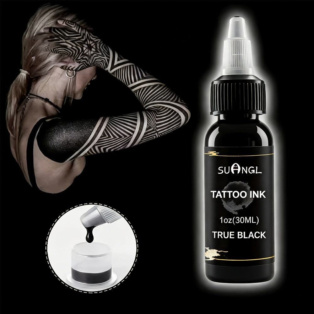 Tattoo Ink Black & White Set 1.01oz — High Brightness Fine Particle Formula, Permanent Body Ink, Needle & Machine Compatible for Professional Studios & Hobbyists