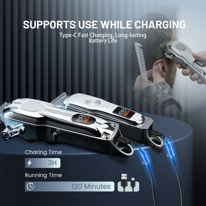 Professional Hair Clipper & Beard Trimmer Set - MENSURE Cordless 6000RPM Hair Cutting Kit with T-Blade Trimmer, 7 Guide Combs, LED Display & Type-C Fast Charging, Barber Kit for Men Home & Salon Use