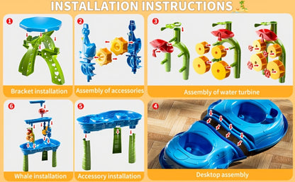 Sand and Water Table for Toddlers 3-Tier – Outdoor Sensory Play Set with Shovel Scoop & Strainer, BPA-Free Backyard Beach Summer Activity Toy for Boys & Girls Ages 2 3 4 5 6 (Blue)