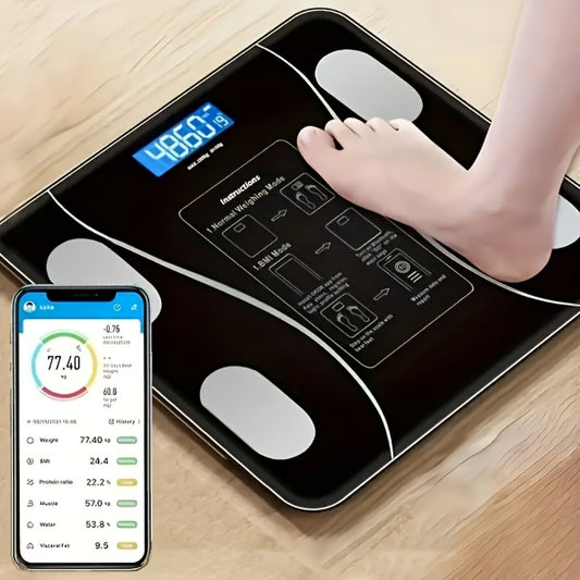 Digital Bathroom Scale Body Weight Scale LED Backlit Display Tempered Glass 400lb Capacity Compact