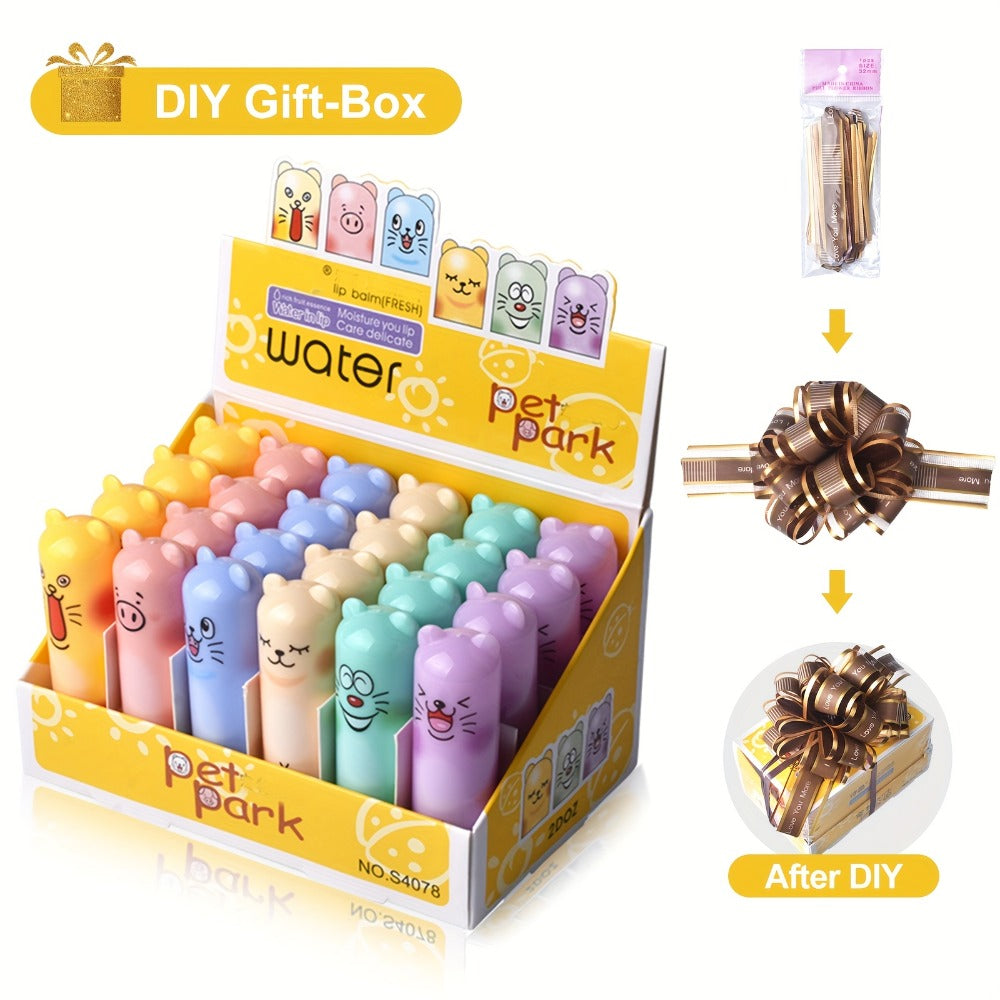 Lip Balm WATER PARK PET PARK 24-Piece Set with Twist-Up Tubes, Character Packaging and Two Box Styles