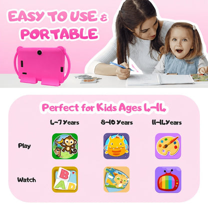 Kids Tablet 7 Inch with Android 14, 4GB RAM, 32GB Built-In Storage, IPS Display and Parental Controls