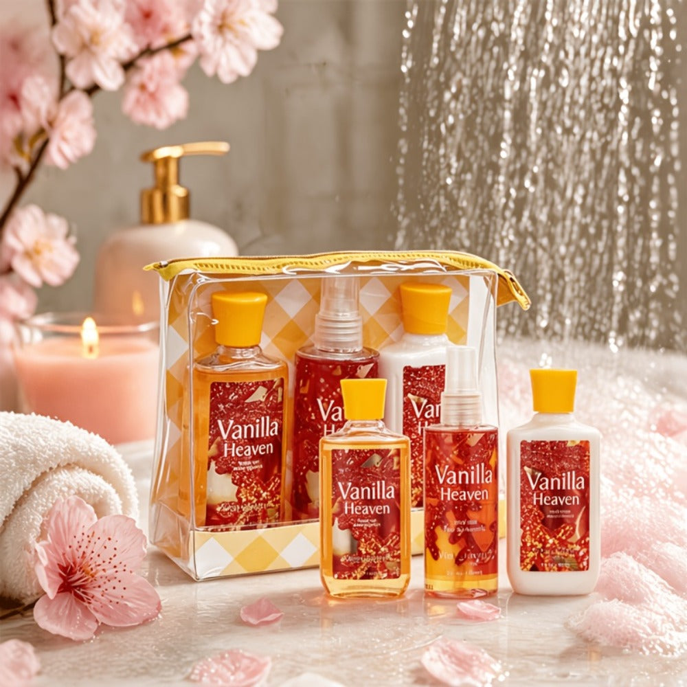 Bath and Body Gift Set in Cherry Blossom, Lavender Vanilla, Vanilla Coconut or Lotion and Mist Options