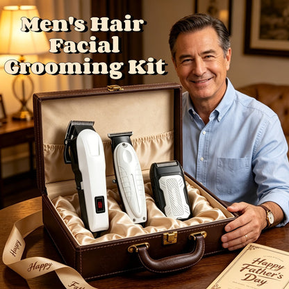 Hair Clippers & Trimmers White Grooming Set with LCD Screens, USB-C Charging and One, Two or Three Pieces