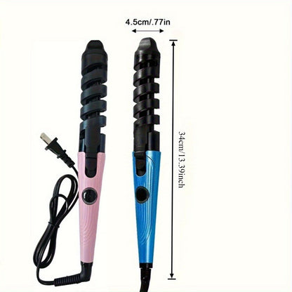 Automatic Spiral Curling Iron Ceramic Anti-Tangle – Professional Auto Curler One-Button Easy Operate Hair Styling Tool with Comb & 2 Clips for All Hair Types – Blue, Pink