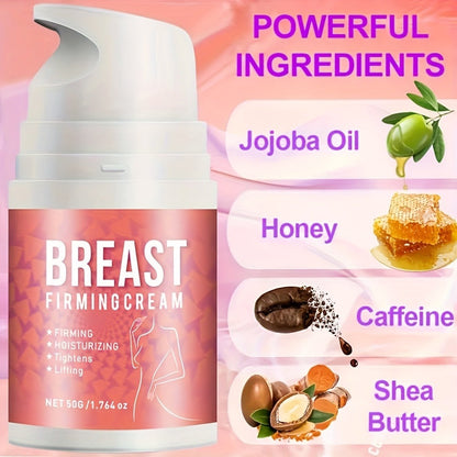 Body Cream 50g Pump Bottle with Jojoba Oil, Honey, Caffeine and Shea Butter for Bust and Chest Massage