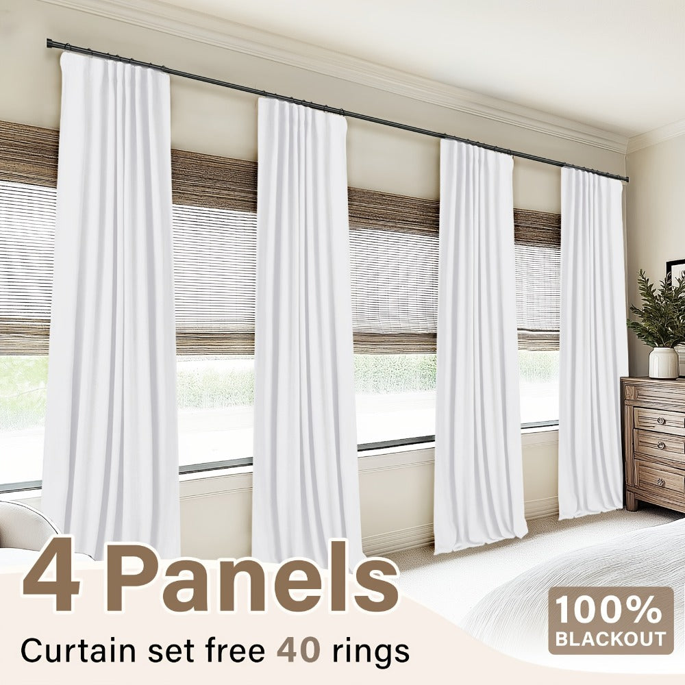 Four-Panel Textured Window Curtain Set in Ten Colors and 50-Inch Width with Four Exact Length Options