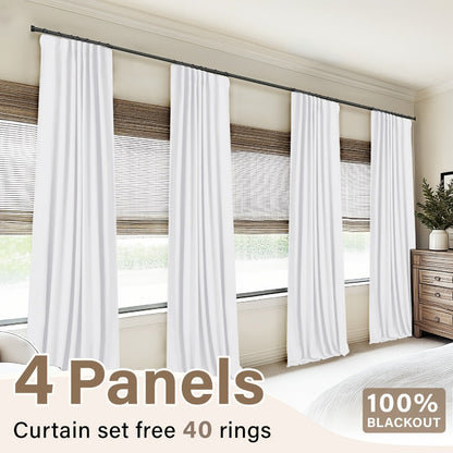 Four-Panel Textured Window Curtain Set in Ten Colors and 50-Inch Width with Four Exact Length Options