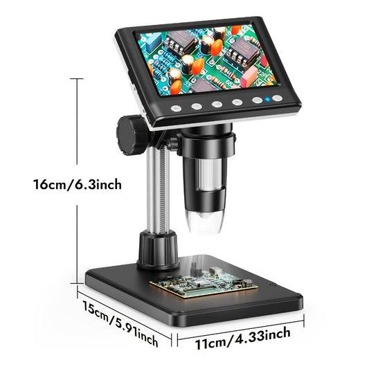 Digital Coin Microscope 4.3 Inch IPS Screen for Adults Coin Magnifier with 8 LED Lights 32GB Memory Card Windows Compatible for Coin Collecting Jewelry Inspection STEM Education