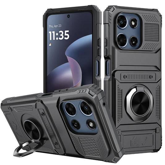 Phone Case Magnetic Metal Kickstand with Shockproof Drop-Resistant Shell for Motorola Moto G 5G 2025
