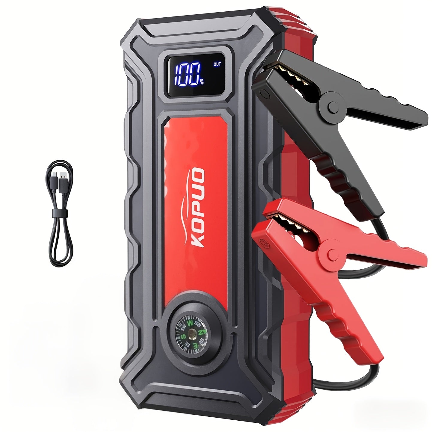 Car Jump Starter 6000A Portable Battery Booster Pack – 12V Emergency Start for Gas & Diesel Engines, Power Bank, LED Flashlight, LCD Display, Compact Camping Essential