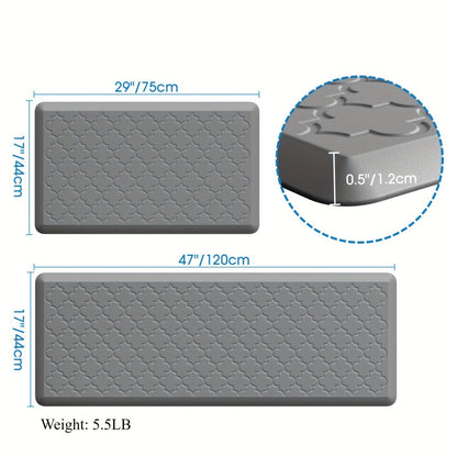 Kitchen Mat Set, 2-Piece Cushioned Standing Mats in Four Colors with 17.3x29 and 17.3x47 or 17.3x59-Inch Pairings