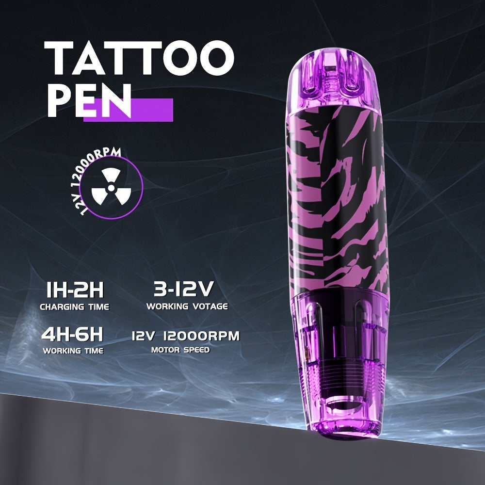 Wireless Tattoo Gun Kit Complete Set TM-74 — 1500mAh Battery, 10 Tattoo Needles, 7 Ink Bottles & Full Supplies for Beginners & Professional Artists, Perfect Gift