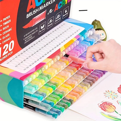Soft Brush Acrylic Paint Pen Set with Clear Barrels in 12-, 36-, 60-, 80- or 120-Color Checkout Options