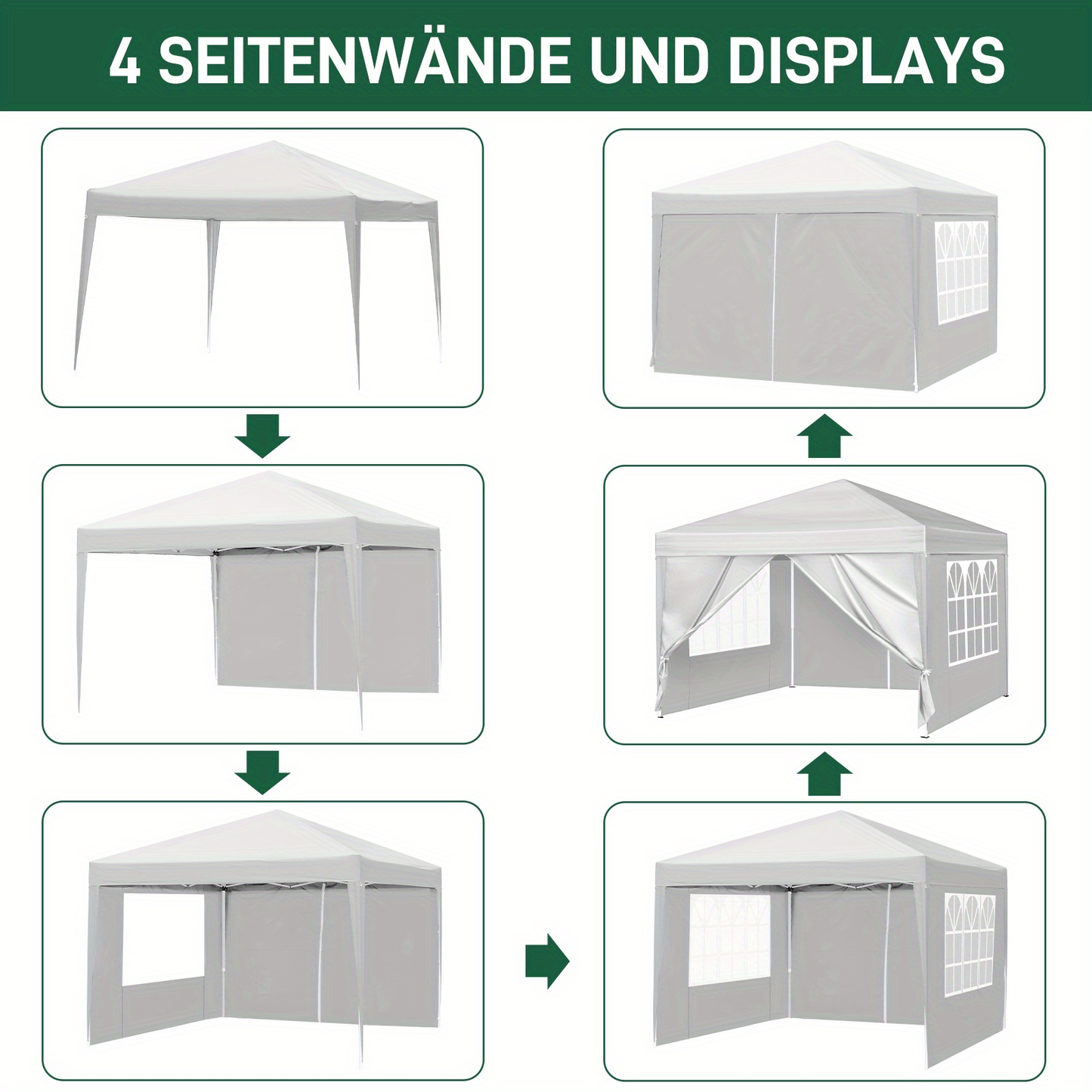 Instant Canopy 10x10 FT Oxford Fabric UPF50+ Sidewalls Commercial